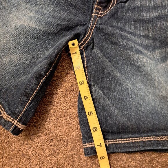 L.E.I Ashley Lowrise Distressed Red,White&Blue Stars&Stripes Denim Jean Shorts - Picture 6 of 7